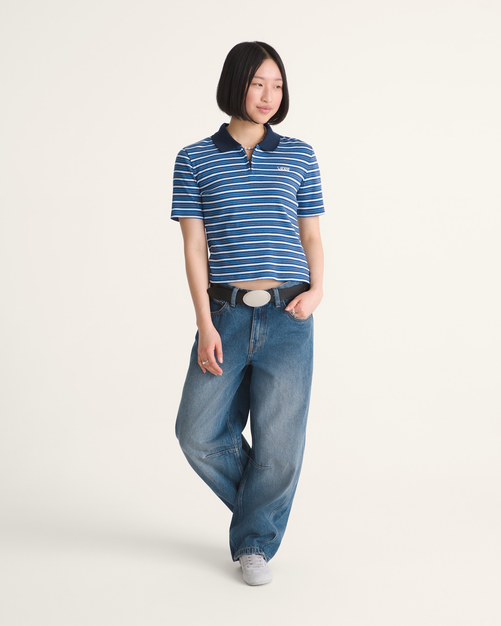 ウィメンズ チェック5 バレルデニムパンツ image number 2