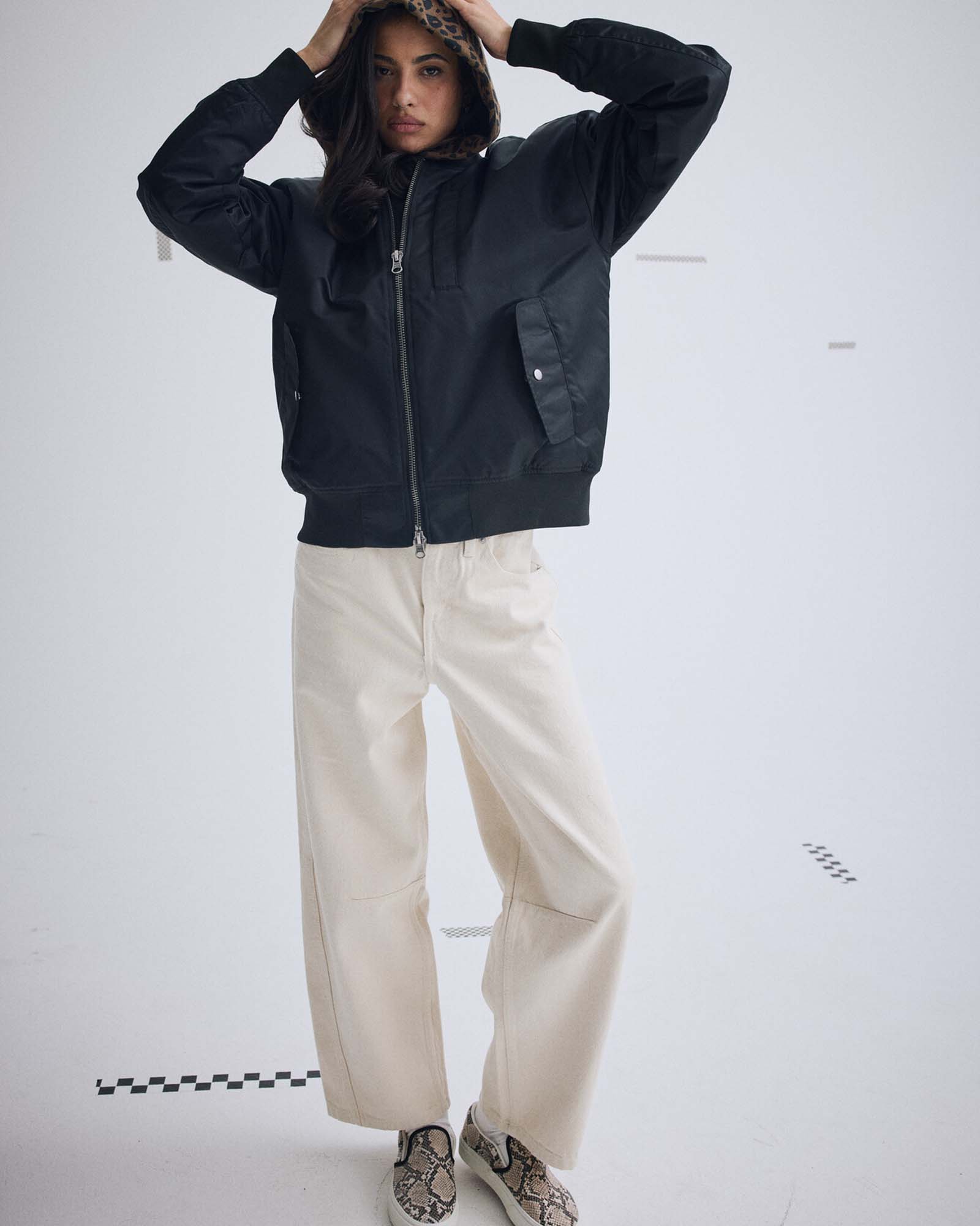 ウィメンズ チェック5 バレルデニムパンツ image number 6