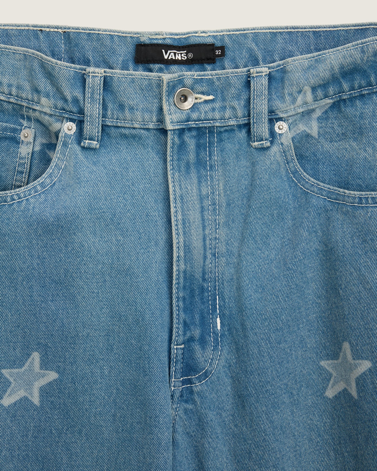 チェック5 バギーデニムパンツ スター