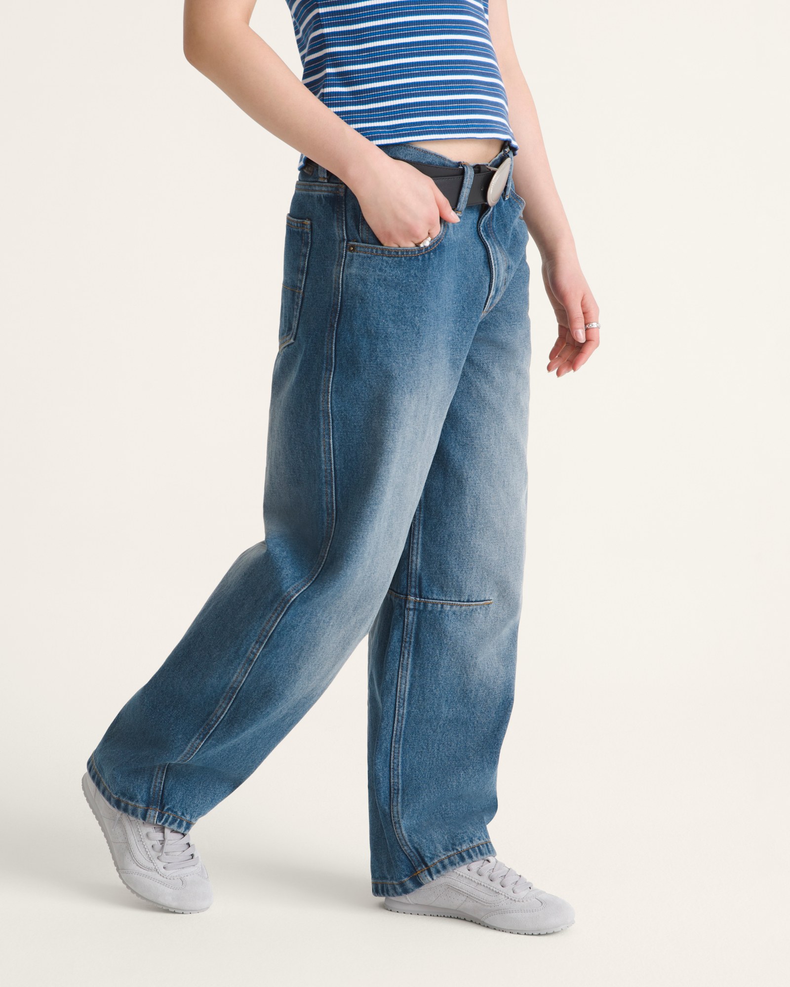 ウィメンズ チェック5 バレルデニムパンツ