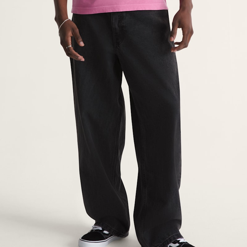 체크-5 배기 데님 팬츠