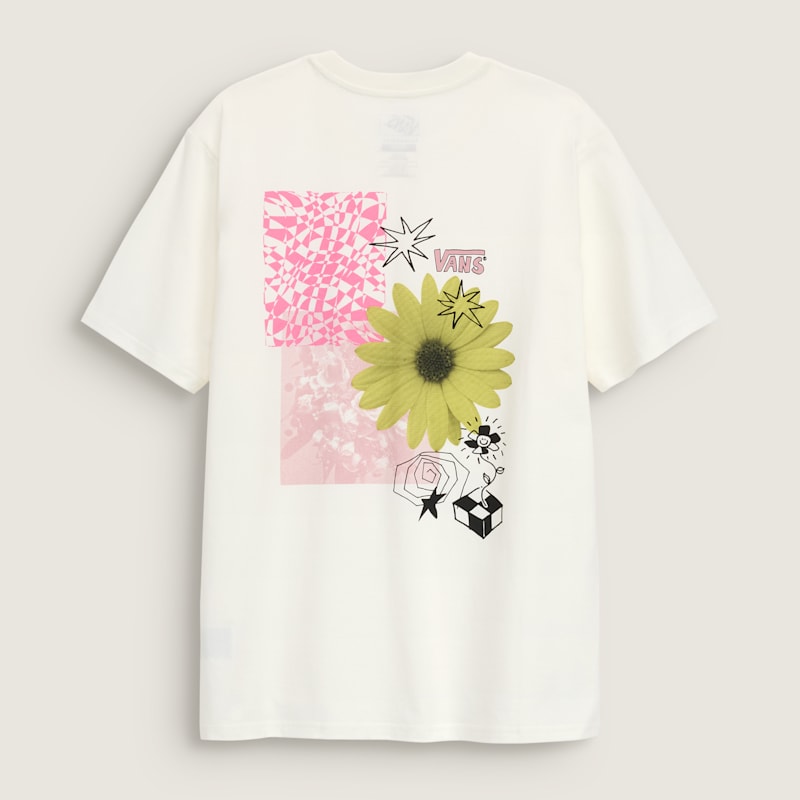 플라워 체크 반소매 티셔츠